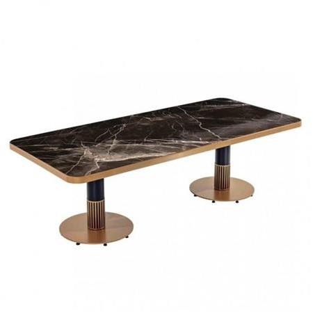 Siyah Bronz Mermer Desenli Masa