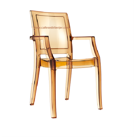 Şeffaf Mira Sandalye - Karamel Rengi
